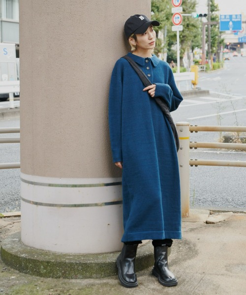Auntie Rosa Holiday(アンティローザホリデー)の「ポロニットワンピース(ワンピース・レディース・ブラック/ネイビー/オフホワイト・FREE)」の14枚目の写真