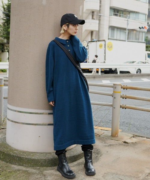 Auntie Rosa Holiday(アンティローザホリデー)の「ポロニットワンピース(ワンピース・レディース・ブラック/ネイビー/オフホワイト・FREE)」の17枚目の写真