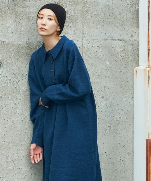 Auntie Rosa Holiday(アンティローザホリデー)の「ポロニットワンピース(ワンピース・レディース・ブラック/ネイビー/オフホワイト・FREE)」の10枚目の写真