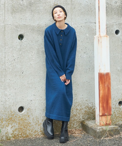 Auntie Rosa Holiday(アンティローザホリデー)の「ポロニットワンピース(ワンピース・レディース・ブラック/ネイビー/オフホワイト・FREE)」の21枚目の写真