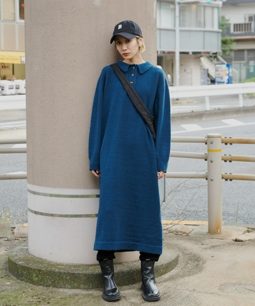 Auntie Rosa Holiday(アンティローザホリデー)の「ポロニットワンピース(ワンピース・レディース・ブラック/ネイビー/オフホワイト・FREE)」の11枚目の写真