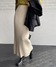 バックスリットリブニットロングスカート