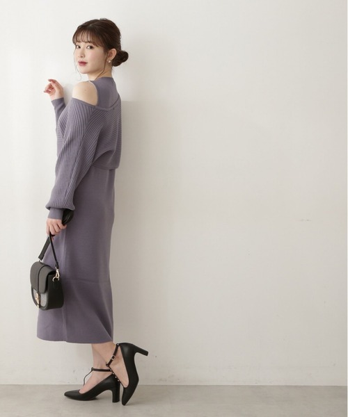 PROPORTION BODY DRESSING（プロポーションボディドレッシング）の「ナローレイヤードニットワンピース / 1212240900（ワンピース・レディース・ブルー系その他/ダークグレー/オレンジ・SMALL/MEDIUM）」の7枚目の写真