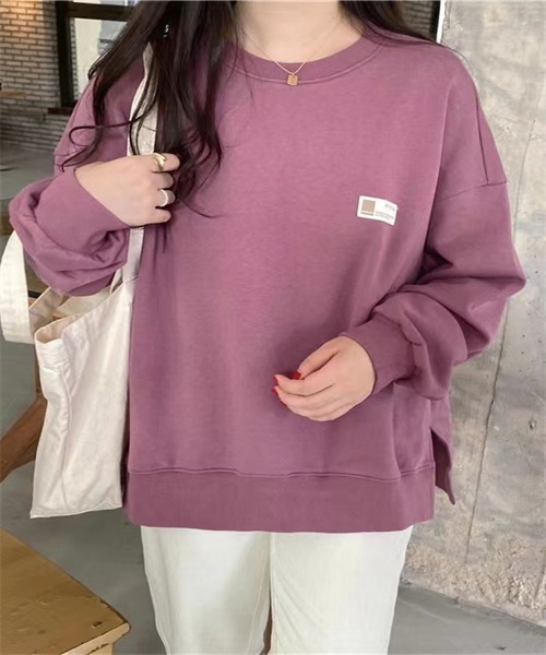 FREE STYLISTS(フリー スタイリスト)の「サイドスリットプルオーバー(Tシャツ/カットソー・レディース・パープル/ピンク/ボルドー/ライトベージュ/ブルー・FREE)」の4枚目の写真
