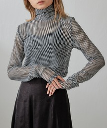 Lui's | バイカラーメッシュハイネックトップス(Tシャツ/カットソー)