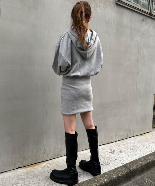 INGNI（イング）の「フードZIPスウェットミニワンピース（スウェット・レディース・グレー/ブラック/アイボリー・M）」の16枚目の写真