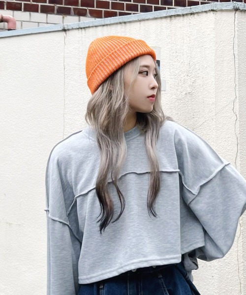 Figments（フィグメンツ）の「リブニットキャップ（ニットキャップ/ビーニー・レディース・ブラック/オレンジ/ブルー・FREE）」の3枚目の写真