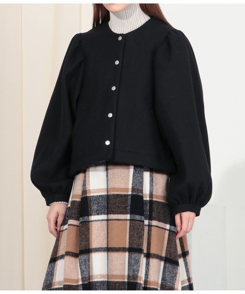 Settimissimo（セッティミッシモ）の「カットメルトンボリュームスリーブジャケット（ブルゾン・レディース・ブラック/グレイッシュベージュ・FREE）」の16枚目の写真