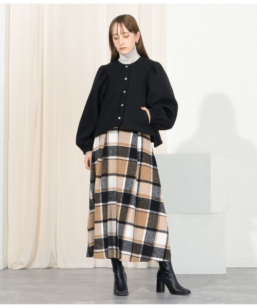 Settimissimo（セッティミッシモ）の「カットメルトンボリュームスリーブジャケット（ブルゾン・レディース・ブラック/グレイッシュベージュ・FREE）」の3枚目の写真