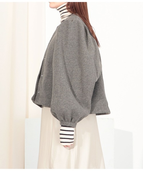 Settimissimo（セッティミッシモ）の「カットメルトンボリュームスリーブジャケット（ブルゾン・レディース・ブラック/グレイッシュベージュ・FREE）」の7枚目の写真