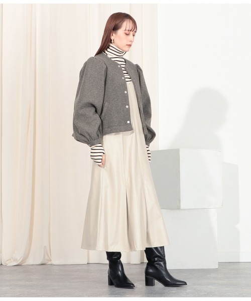 Settimissimo（セッティミッシモ）の「カットメルトンボリュームスリーブジャケット（ブルゾン・レディース・ブラック/グレイッシュベージュ・FREE）」の12枚目の写真