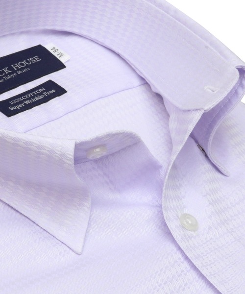 TOKYO SHIRTS（トウキョウシャツ）の「スーピマ 形態安定ノーアイロン スナップダウン 長袖ビジネスワイシャツ（ビジネスシャツ・メンズ・ライトパープル・首回り41cm-裄丈82cm/首回り42cm-裄丈86cm/首回り42cm-裄丈82cm/首回り43cm-裄丈86cm/首回り37cm-裄丈84cm/首回り43cm-裄丈82cm/首回り39cm-裄丈80cm/首回り41cm-裄丈86cm/首回り37cm-裄丈80cm/首回り39cm-裄丈84cm）」の2枚目の写真