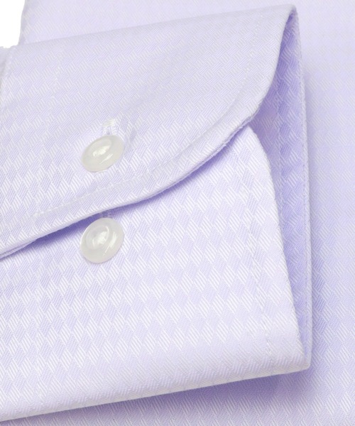 TOKYO SHIRTS（トウキョウシャツ）の「スーピマ 形態安定ノーアイロン スナップダウン 長袖ビジネスワイシャツ（ビジネスシャツ・メンズ・ライトパープル・首回り41cm-裄丈82cm/首回り42cm-裄丈86cm/首回り42cm-裄丈82cm/首回り43cm-裄丈86cm/首回り37cm-裄丈84cm/首回り43cm-裄丈82cm/首回り39cm-裄丈80cm/首回り41cm-裄丈86cm/首回り37cm-裄丈80cm/首回り39cm-裄丈84cm）」の3枚目の写真