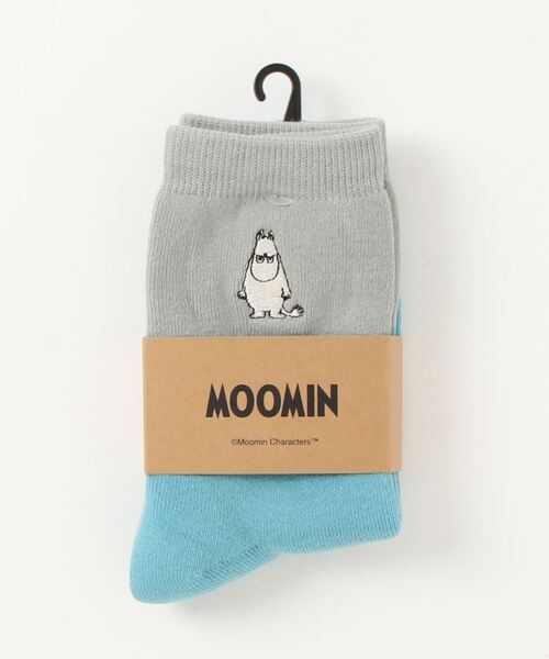 MOOMIN(ムーミン)の「【 MOOMIN 】 刺繍パイルソックス アングリー(ソックス/靴下・レディース・グリーン/ネイビー/グレー・23-25cm)」の1枚目の写真