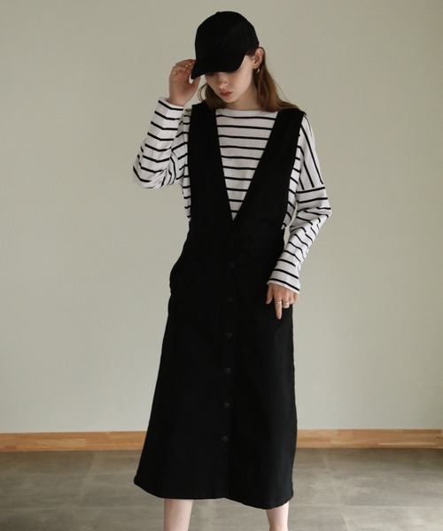 aity(アイティ)の「フロントボタンツイルジャンパースカート サロペット(スカート・レディース・ブラック/カーキ/ベージュ・M)」の10枚目の写真