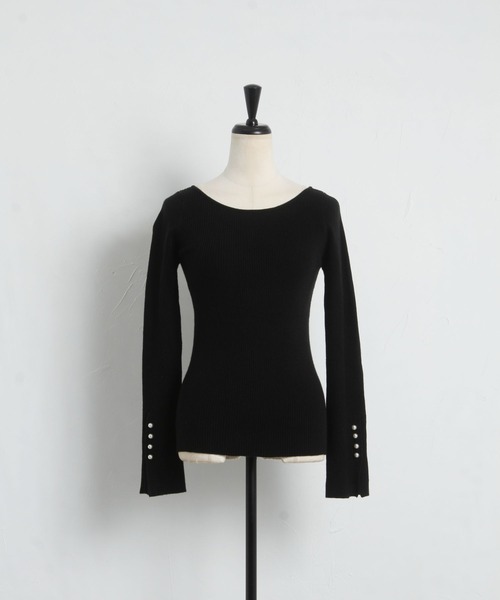 tocco closet（トッコ　クローゼット）の「前後２ＷＡＹ袖口パール付きリブニットプルオーバー（ニット/セーター・レディース・ブラック/オフホワイト/ピンクベージュ・M）」の21枚目の写真
