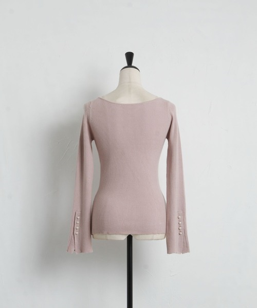 tocco closet（トッコ　クローゼット）の「前後２ＷＡＹ袖口パール付きリブニットプルオーバー（ニット/セーター・レディース・ブラック/オフホワイト/ピンクベージュ・M）」の8枚目の写真