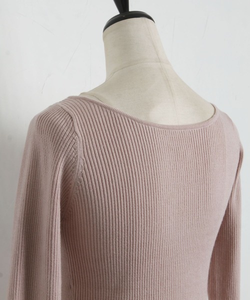 tocco closet（トッコ　クローゼット）の「前後２ＷＡＹ袖口パール付きリブニットプルオーバー（ニット/セーター・レディース・ブラック/オフホワイト/ピンクベージュ・M）」の18枚目の写真