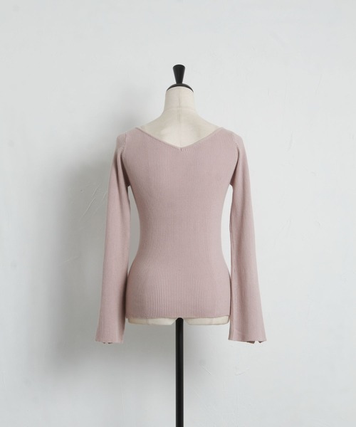 tocco closet（トッコ　クローゼット）の「前後２ＷＡＹ袖口パール付きリブニットプルオーバー（ニット/セーター・レディース・ブラック/オフホワイト/ピンクベージュ・M）」の17枚目の写真