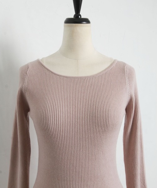 tocco closet（トッコ　クローゼット）の「前後２ＷＡＹ袖口パール付きリブニットプルオーバー（ニット/セーター・レディース・ブラック/オフホワイト/ピンクベージュ・M）」の12枚目の写真