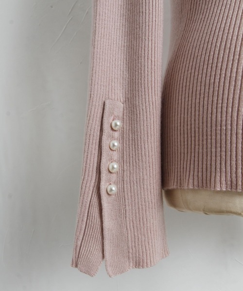 tocco closet（トッコ　クローゼット）の「前後２ＷＡＹ袖口パール付きリブニットプルオーバー（ニット/セーター・レディース・ブラック/オフホワイト/ピンクベージュ・M）」の22枚目の写真