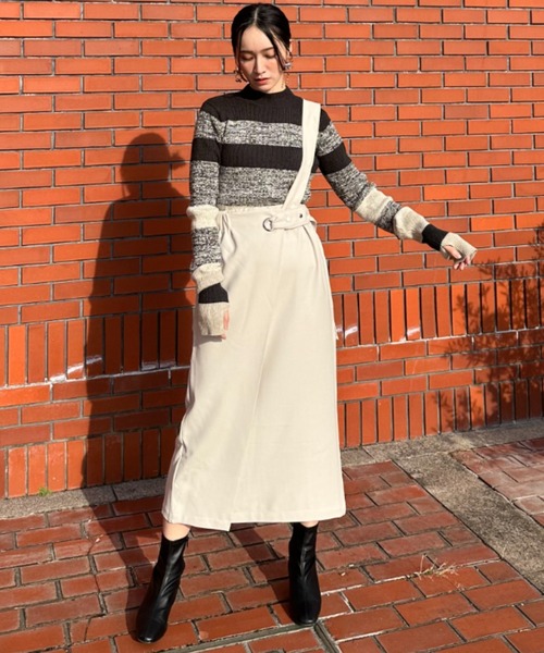 deux amour（ドゥーザムール）の「ワンショルダーロングスカート（スカート・レディース・ライトグレー/ブラック・MEDIUM）」の17枚目の写真