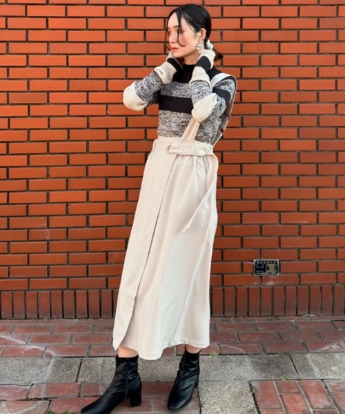 deux amour（ドゥーザムール）の「ワンショルダーロングスカート（スカート・レディース・ライトグレー/ブラック・MEDIUM）」の21枚目の写真