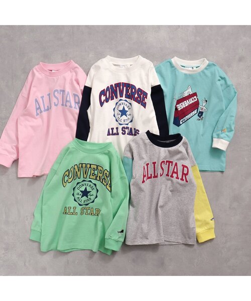 CONVERSE（コンバース）の「CONVERSE 5色3柄Tシャツ（Tシャツ/カットソー・キッズ・ピンク/レインボー/ミント/サックスブルー/オフホワイト・80/90/100/110/120/130/140）」の6枚目の写真