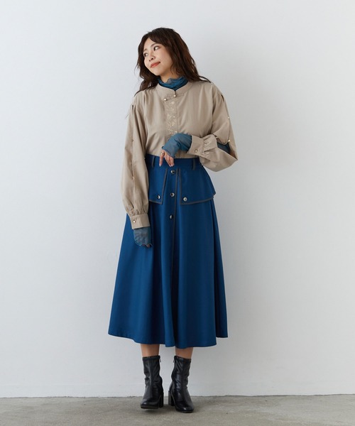179/WG(イチナナキュウダブルジー)の「カンフー風袖スリットブラウス(シャツ/ブラウス・レディース・オフホワイト/ベージュ/グリーン/ブラック・MEDIUM)」の20枚目の写真