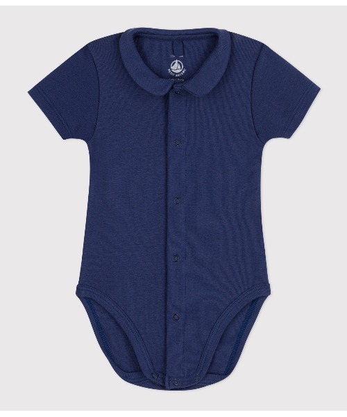 PETIT BATEAU（プチバトー）の「前開き半袖ボディ（ロンパース・キッズ・ピンク/ネイビー・6MONTH/12MONTH）」の2枚目の写真