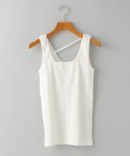 A part by(アパートバイ)の「バックアシメリブタンク(タンクトップ・レディース・オフホワイト/ブラック/ライトグリーン・FREE)」の1枚目の写真