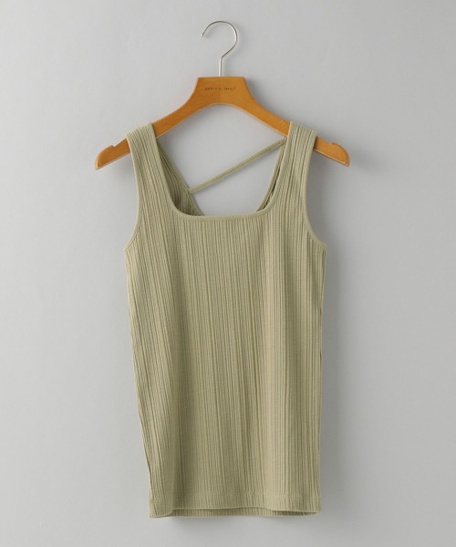 A part by(アパートバイ)の「バックアシメリブタンク(タンクトップ・レディース・オフホワイト/ブラック/ライトグリーン・FREE)」の3枚目の写真
