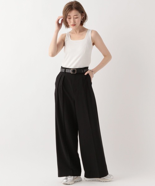 A part by(アパートバイ)の「バックアシメリブタンク(タンクトップ・レディース・オフホワイト/ブラック/ライトグリーン・FREE)」の7枚目の写真