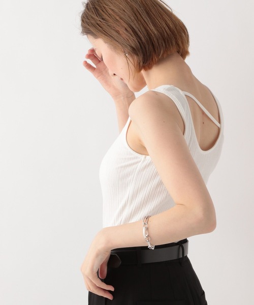 A part by(アパートバイ)の「バックアシメリブタンク(タンクトップ・レディース・オフホワイト/ブラック/ライトグリーン・FREE)」の15枚目の写真