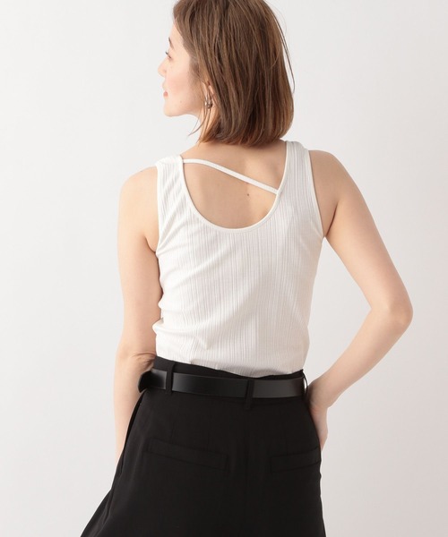 A part by(アパートバイ)の「バックアシメリブタンク(タンクトップ・レディース・オフホワイト/ブラック/ライトグリーン・FREE)」の14枚目の写真