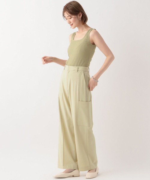 A part by(アパートバイ)の「バックアシメリブタンク(タンクトップ・レディース・オフホワイト/ブラック/ライトグリーン・FREE)」の9枚目の写真