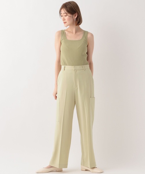 A part by(アパートバイ)の「バックアシメリブタンク(タンクトップ・レディース・オフホワイト/ブラック/ライトグリーン・FREE)」の12枚目の写真