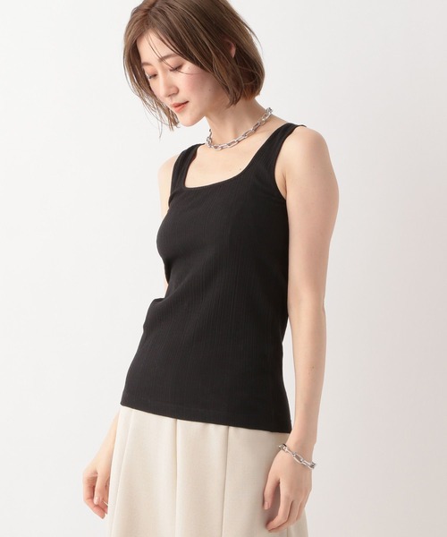 A part by(アパートバイ)の「バックアシメリブタンク(タンクトップ・レディース・オフホワイト/ブラック/ライトグリーン・FREE)」の17枚目の写真