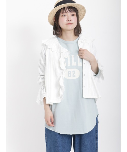 Samansa Mos2（サマンサ モスモス）の「綿ドビースカラップレースブラウス（シャツ/ブラウス・レディース・オフホワイト/ブルー/ブラック・ﾌﾘ-）」の4枚目の写真