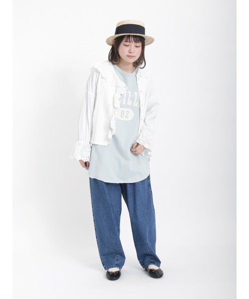 Samansa Mos2（サマンサ モスモス）の「綿ドビースカラップレースブラウス（シャツ/ブラウス・レディース・オフホワイト/ブルー/ブラック・ﾌﾘ-）」の12枚目の写真