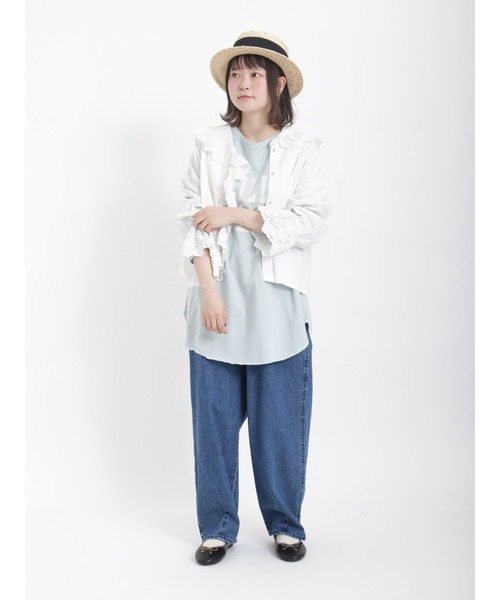 Samansa Mos2（サマンサ モスモス）の「綿ドビースカラップレースブラウス（シャツ/ブラウス・レディース・オフホワイト/ブルー/ブラック・ﾌﾘ-）」の13枚目の写真