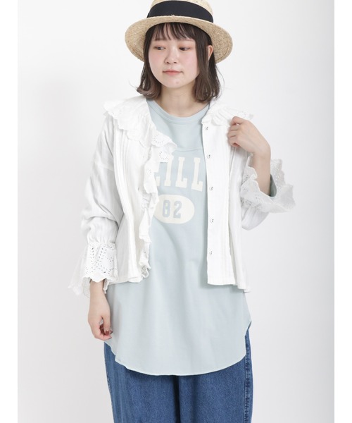 Samansa Mos2（サマンサ モスモス）の「綿ドビースカラップレースブラウス（シャツ/ブラウス・レディース・オフホワイト/ブルー/ブラック・ﾌﾘ-）」の14枚目の写真