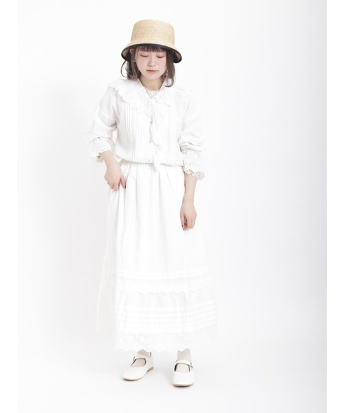 Samansa Mos2（サマンサ モスモス）の「綿ドビースカラップレースブラウス（シャツ/ブラウス・レディース・オフホワイト/ブルー/ブラック・ﾌﾘ-）」の15枚目の写真