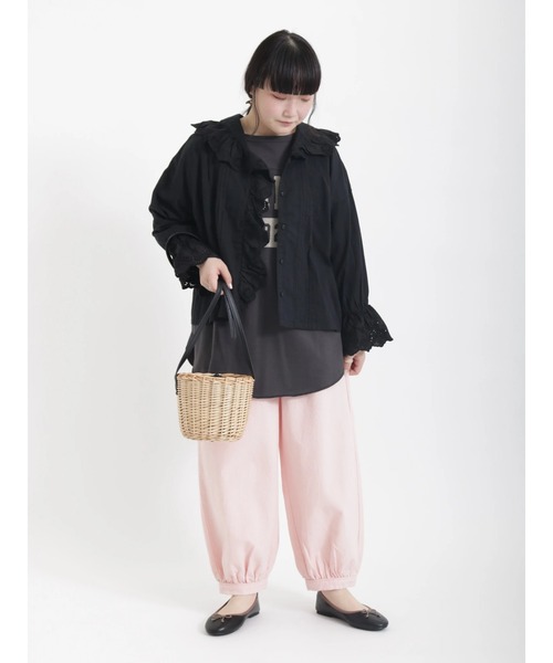 Samansa Mos2（サマンサ モスモス）の「綿ドビースカラップレースブラウス（シャツ/ブラウス・レディース・オフホワイト/ブルー/ブラック・ﾌﾘ-）」の8枚目の写真