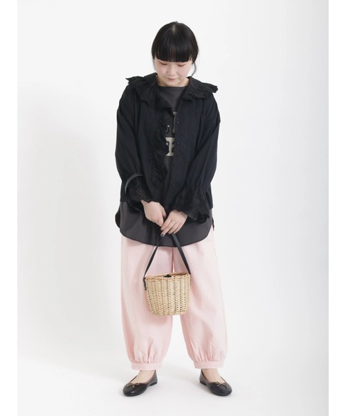 Samansa Mos2（サマンサ モスモス）の「綿ドビースカラップレースブラウス（シャツ/ブラウス・レディース・オフホワイト/ブルー/ブラック・ﾌﾘ-）」の9枚目の写真