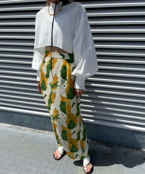 AMERI VINTAGEアートプリント ロングスカート AMERI VINTAGE