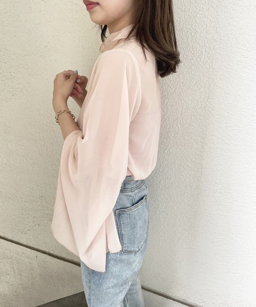 muguet（ミュゲ）の「high neck sheer blouse（シャツ/ブラウス・レディース・ベビーピンク/アイボリー/ピンク・FREE）」の21枚目の写真
