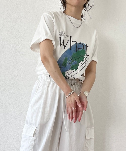 LABEL  Go-To Vee レディース シャツ トップス White 天竺オーバーサイズTシャツ