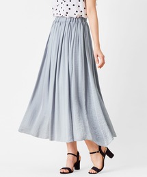 サテン素材ギャザーフレアースカート