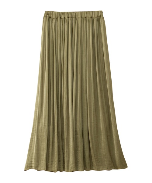 alotta（アロッタ）の「サテン素材ギャザーフレアースカート（スカート・レディース・ブラック/パープル/アイボリー/ミント/ラベンダー/オレンジ/ピンク/オリーブ・LARGE/MEDIUM/X-LARGE/XX-LARGE）」の4枚目の写真